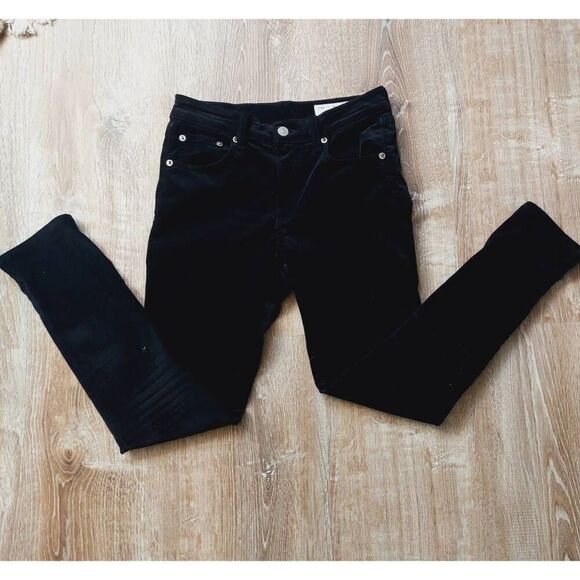 rag & bone High Rise Ankle Skinny Velvet Jeans Black Size 26 - Picture 4 of 10